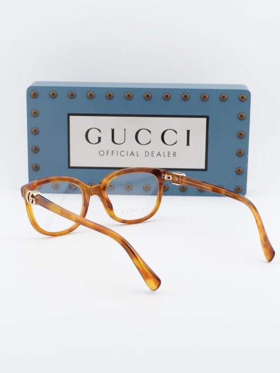 Gucci GG1075O 002 Square Eyeglasses – Light Havana 48mm main image 9